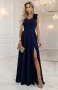 Numoco 643-4 elegancka wieczorowa suknia maxi z rozcięciem i różami 